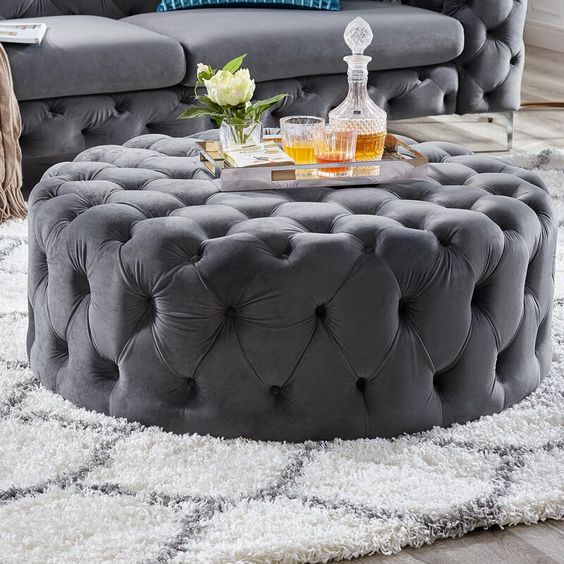 Velvet Tables and Tufted Ottomans - Image 3