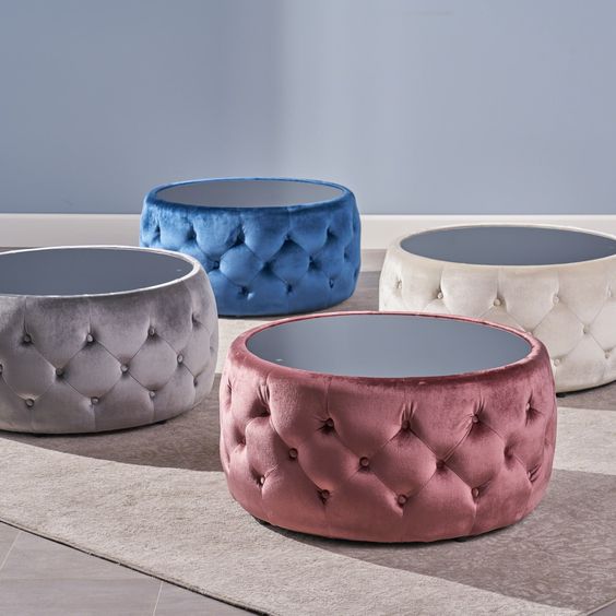 Velvet Tables and Tufted Ottomans - Image 5