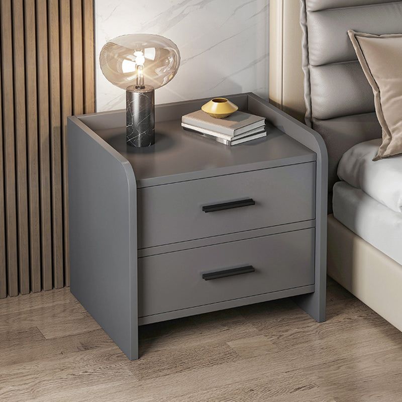 Grey bedside table with two drawers