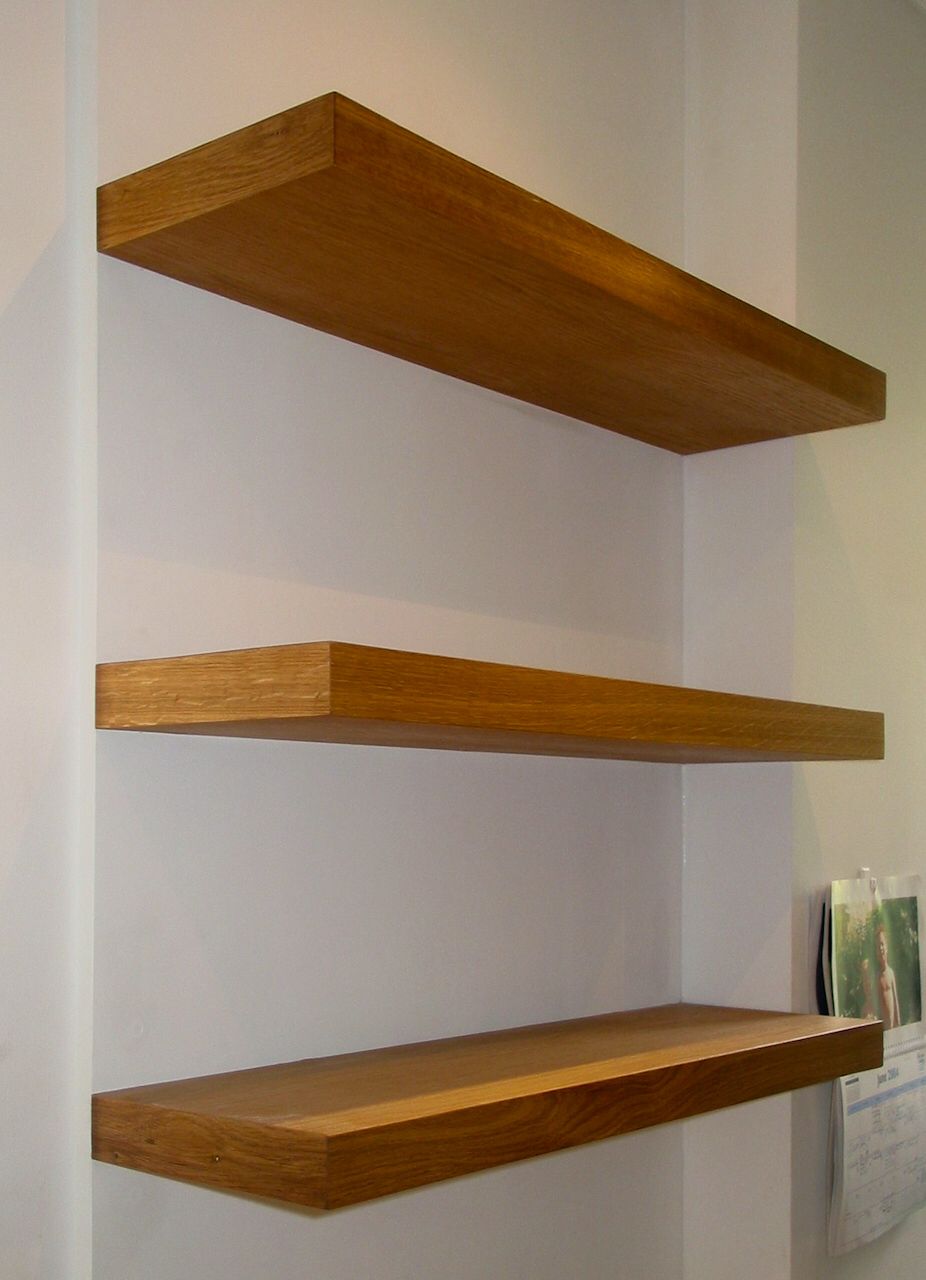 Wooden floating shelves