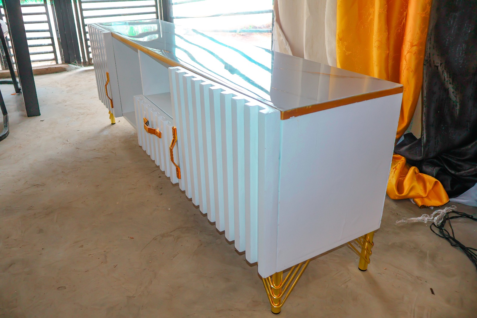 Urban Craft white and gold TV stand